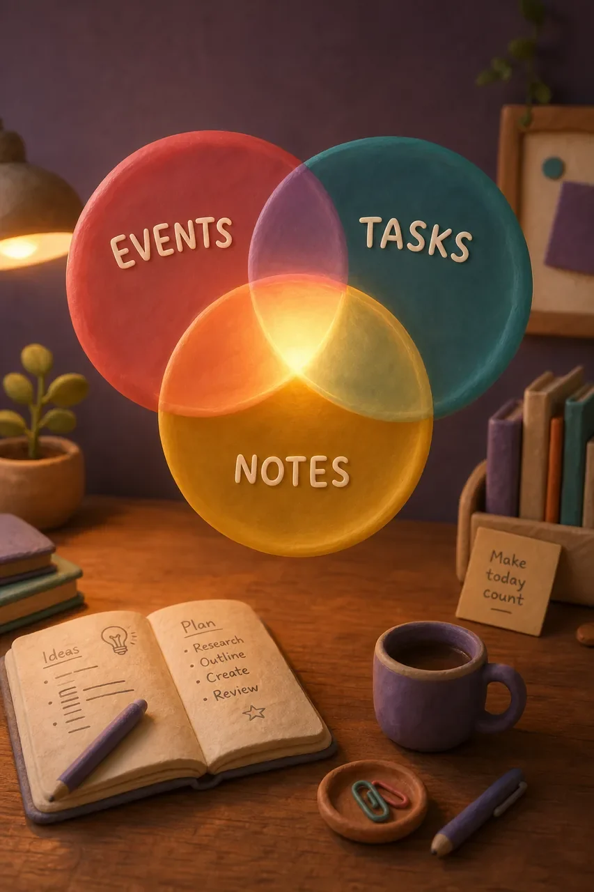 EVENTS / TASKS / NOTES Venn rings