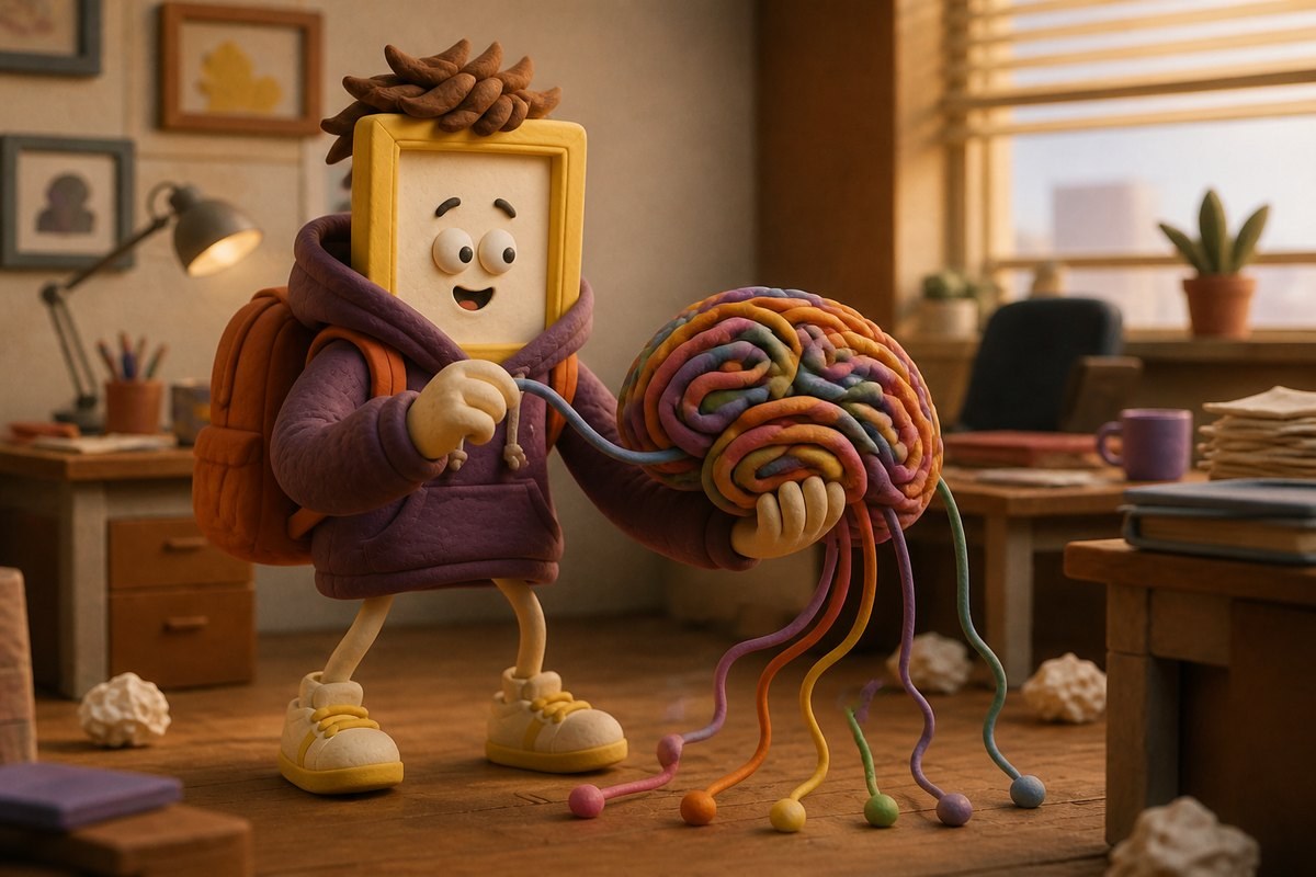 Sunny untangling a tangled string brain