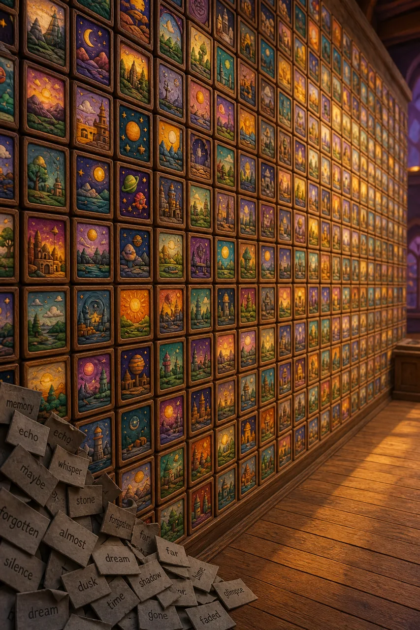 Ten thousand pictures, remembered. A pile of words, fading.
