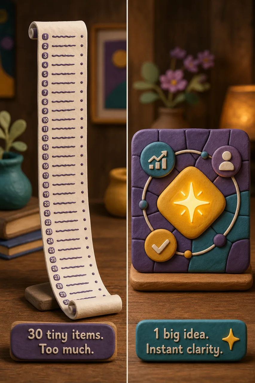 A thirty-item scroll, or one readable mosaic.