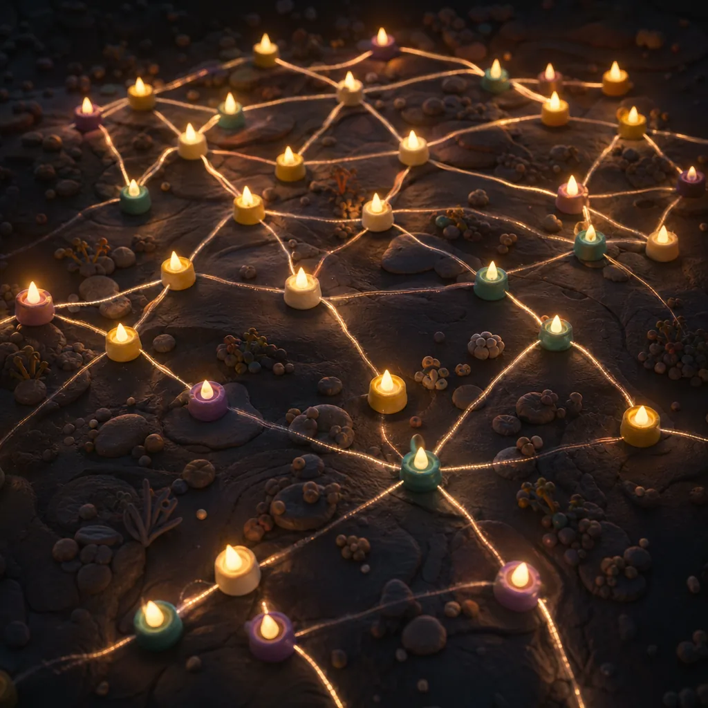 Candles lighting candles, into a web of light.
