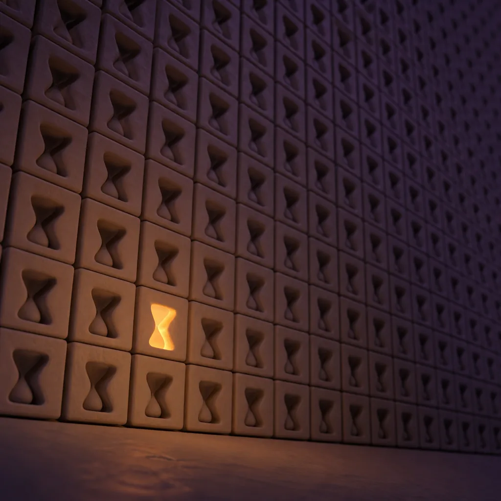 A wall of identical hours — and one that actually glows.
