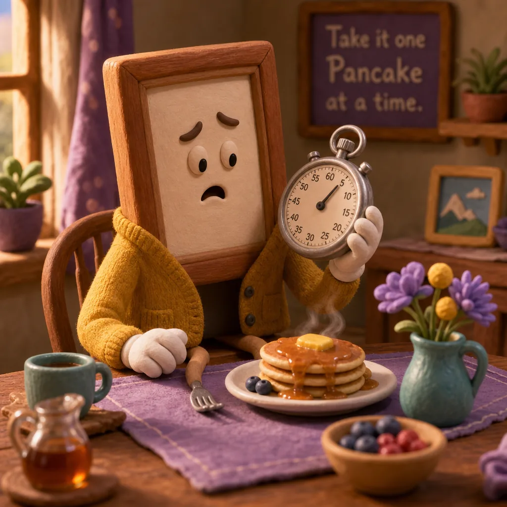 Watching the stopwatch instead of the pancakes.