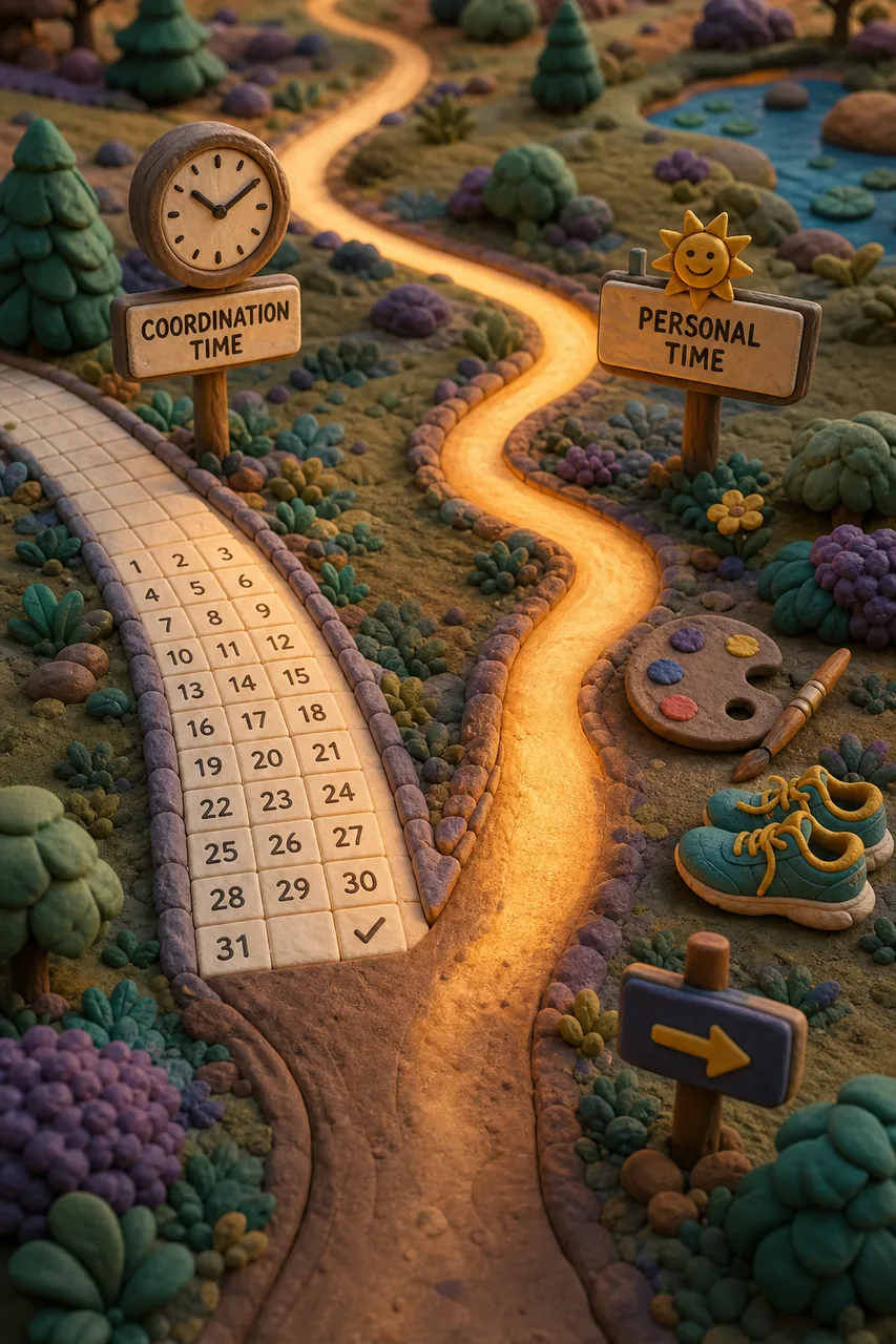 Coordination time and personal time — two forks of the same landscape.