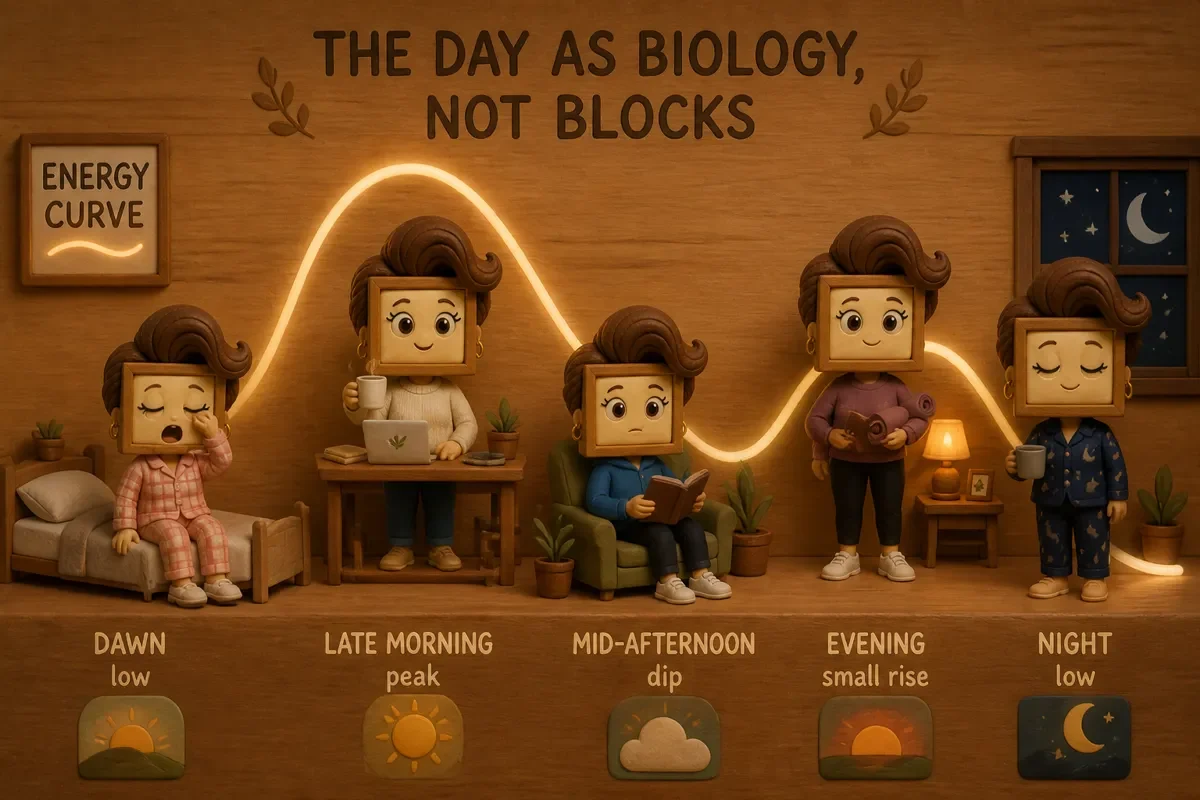 Mira's body runs on morning, noon and night. Her calendar thinks 9 am and 3 pm are the same person.