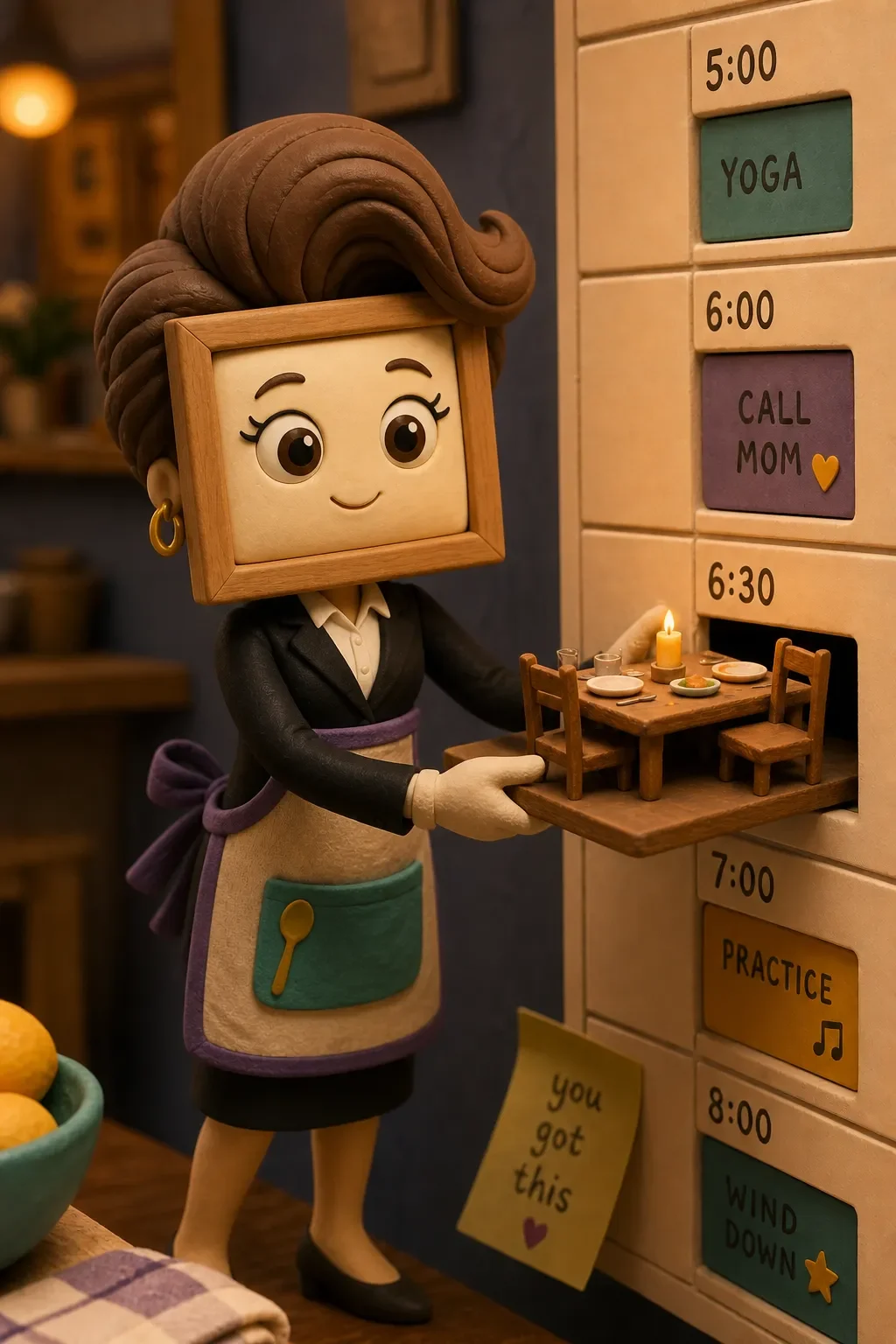 Mira tries to file a family dinner under 6:30 pm. The dinner has notes.
