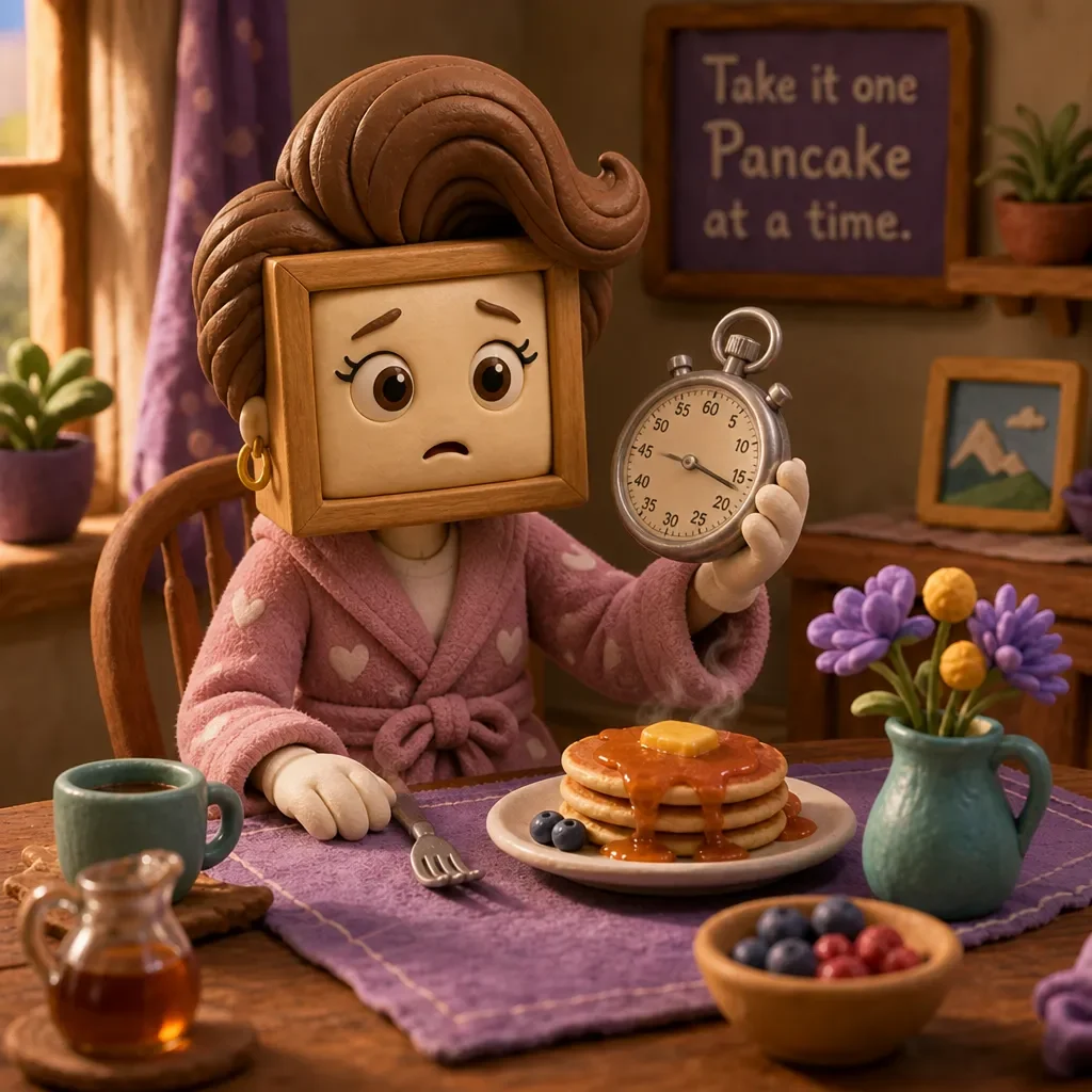 Nothing says "fully present at breakfast" like Mira timing the eggs to the second.