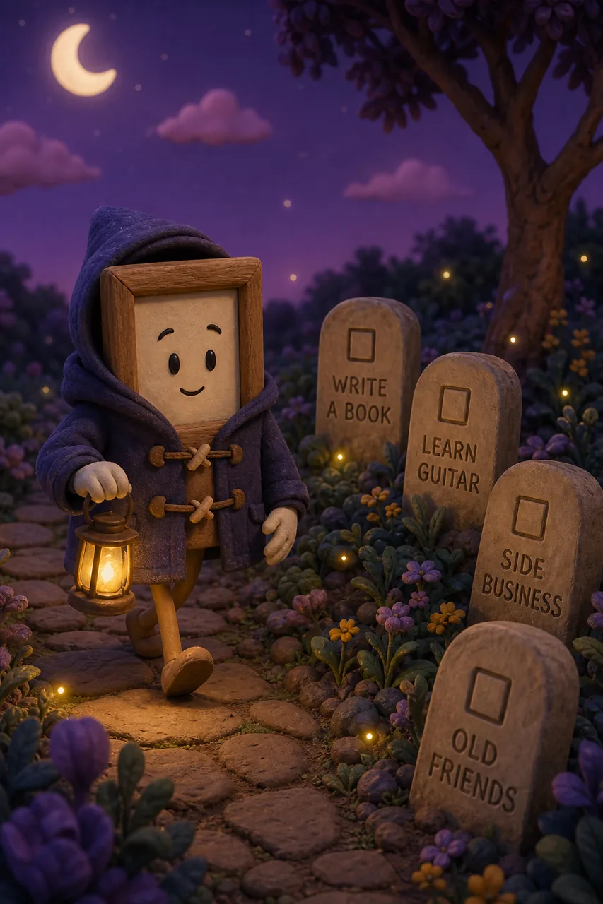 Visiting the aspiration graveyard, lantern in hand.