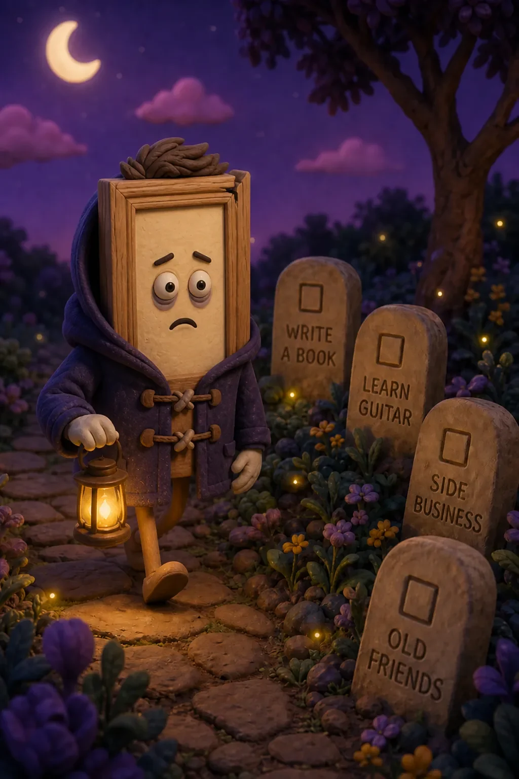 Here lie the somedays. Barry brought a lantern. He visits more than he'd ever admit.