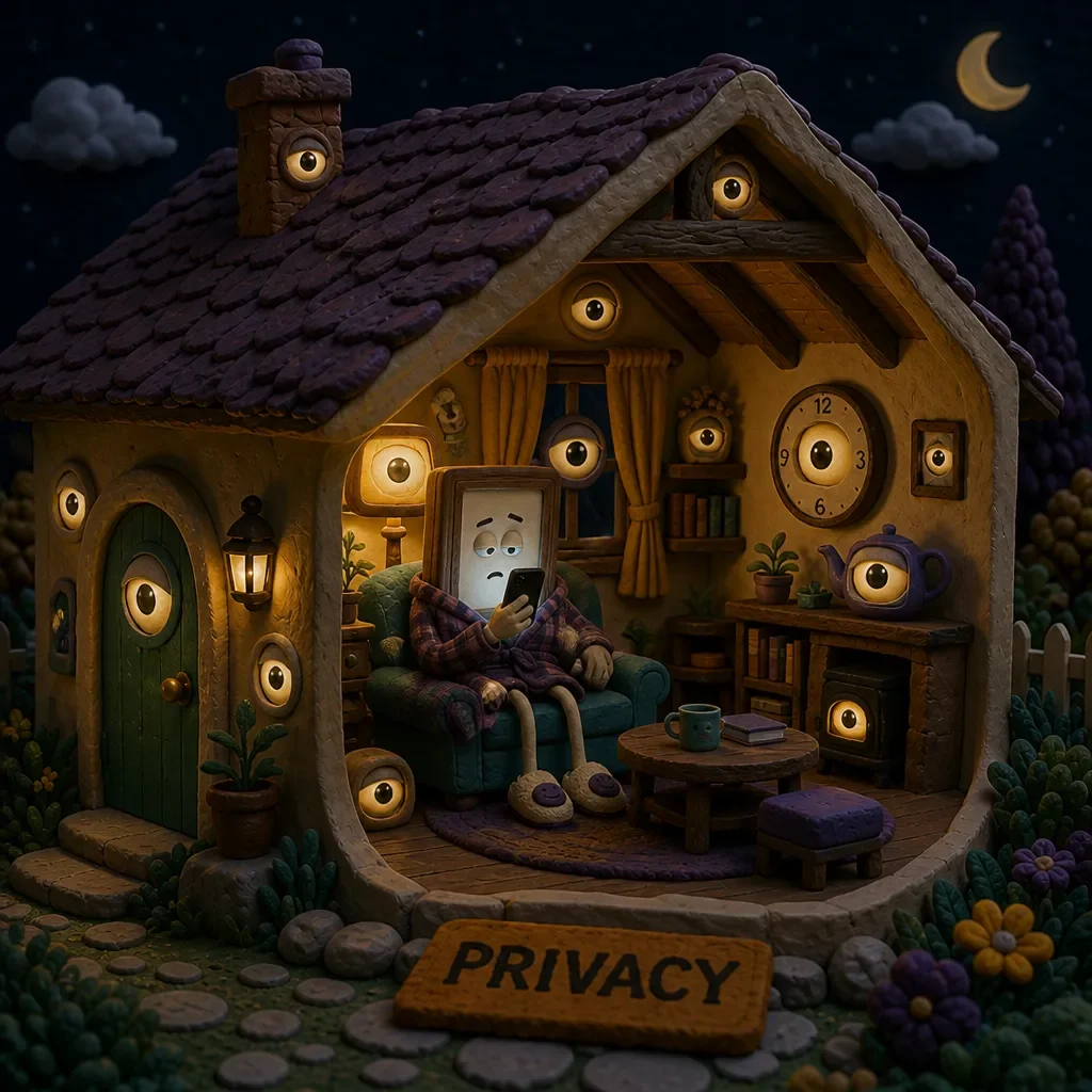 Home sweet home, now with ambient surveillance. Robey finds it oddly cozy, which is the problem.