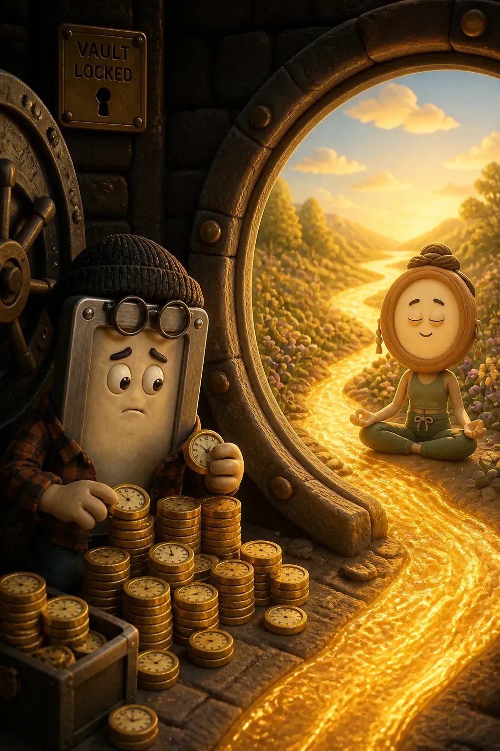 Dex hoards clock-coins in the vault. Sage sits by the river that never once ran out. We've all banked on the wrong side.