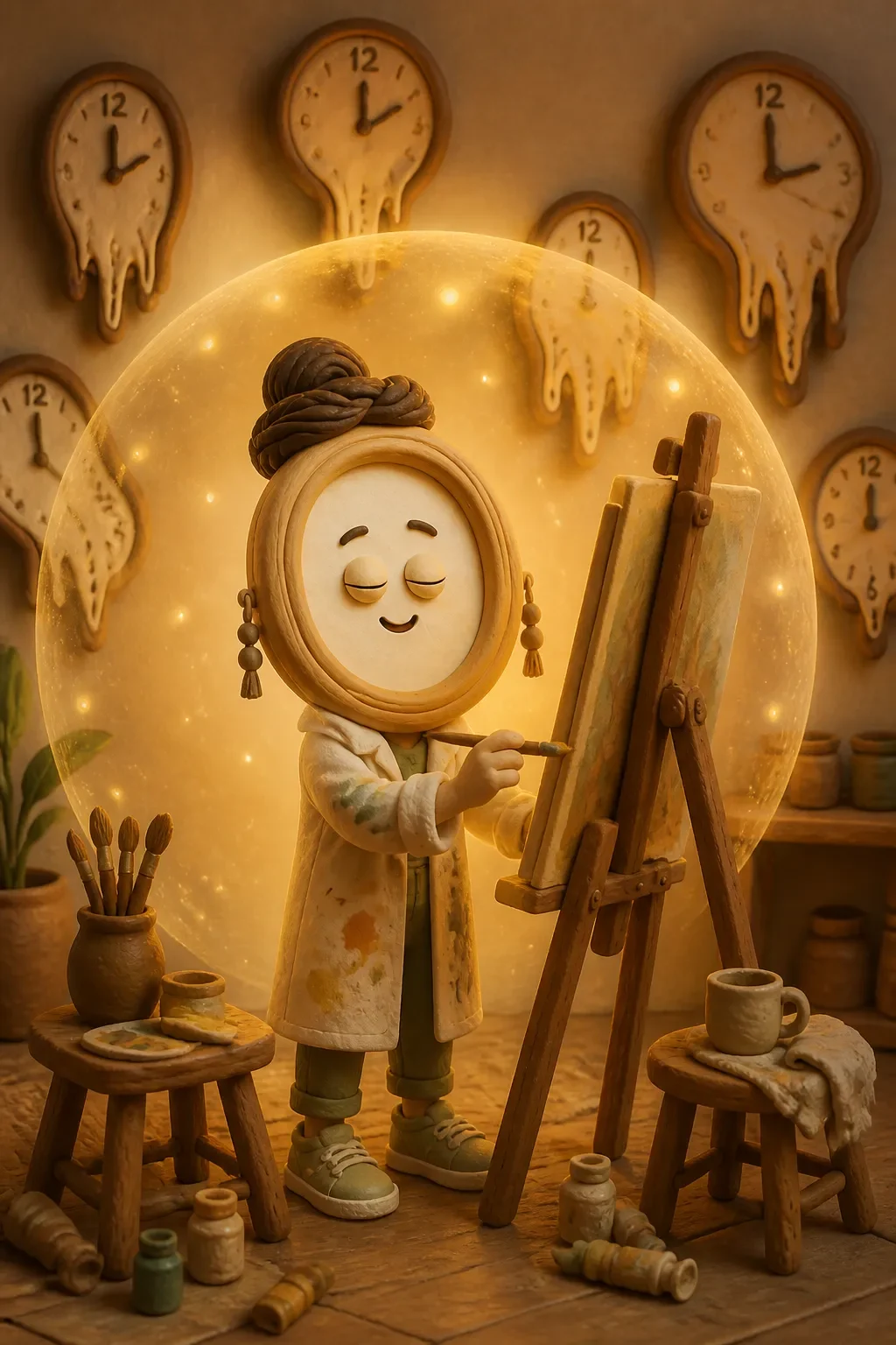 Inside the bubble, Sage forgets the time completely, and the clocks, sensing they're not needed, quietly melt. This is the one thing Dex can't schedule.