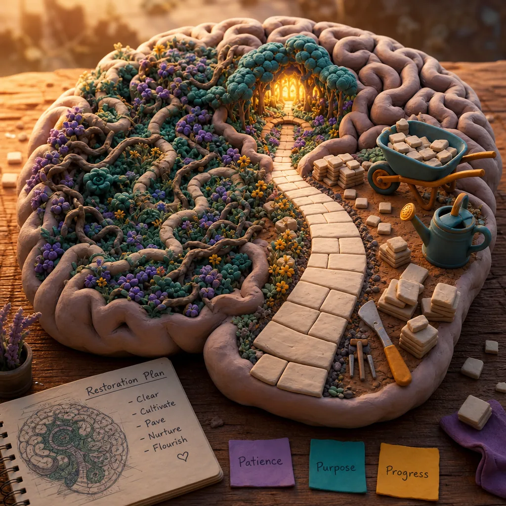 The brain garden, under restoration.