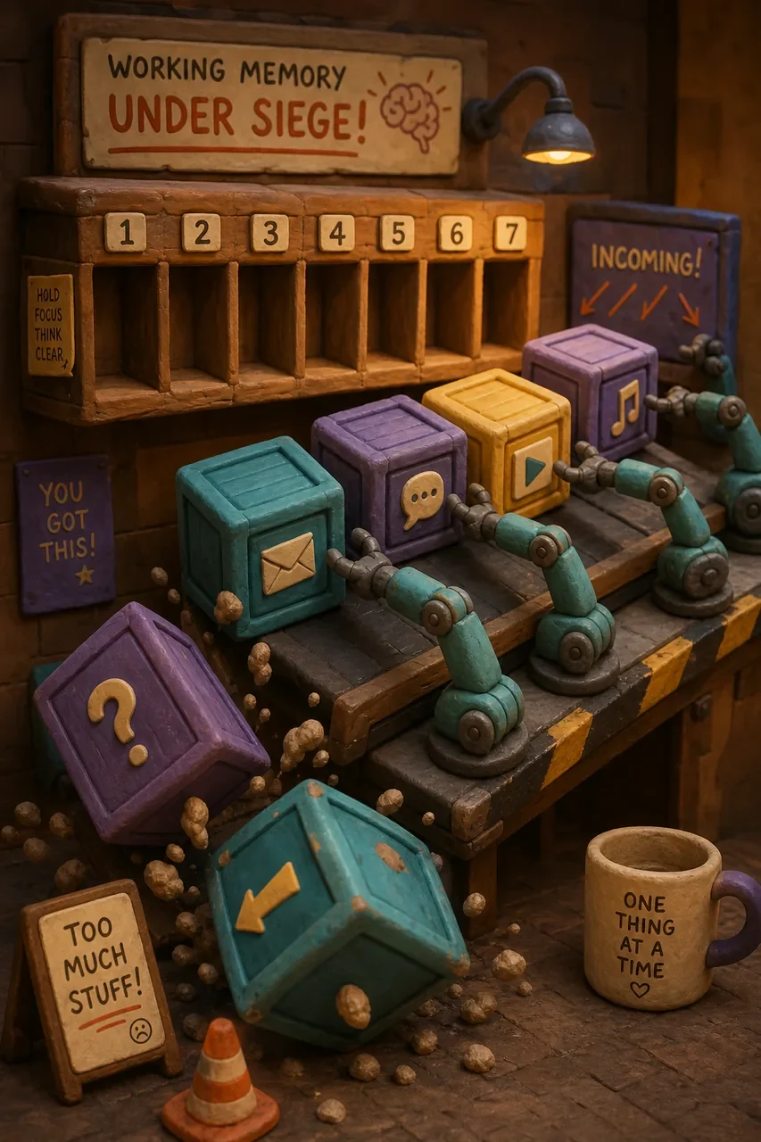 Seven little slots in Nko's head, an infinite delivery of crates. The math has never once worked out.