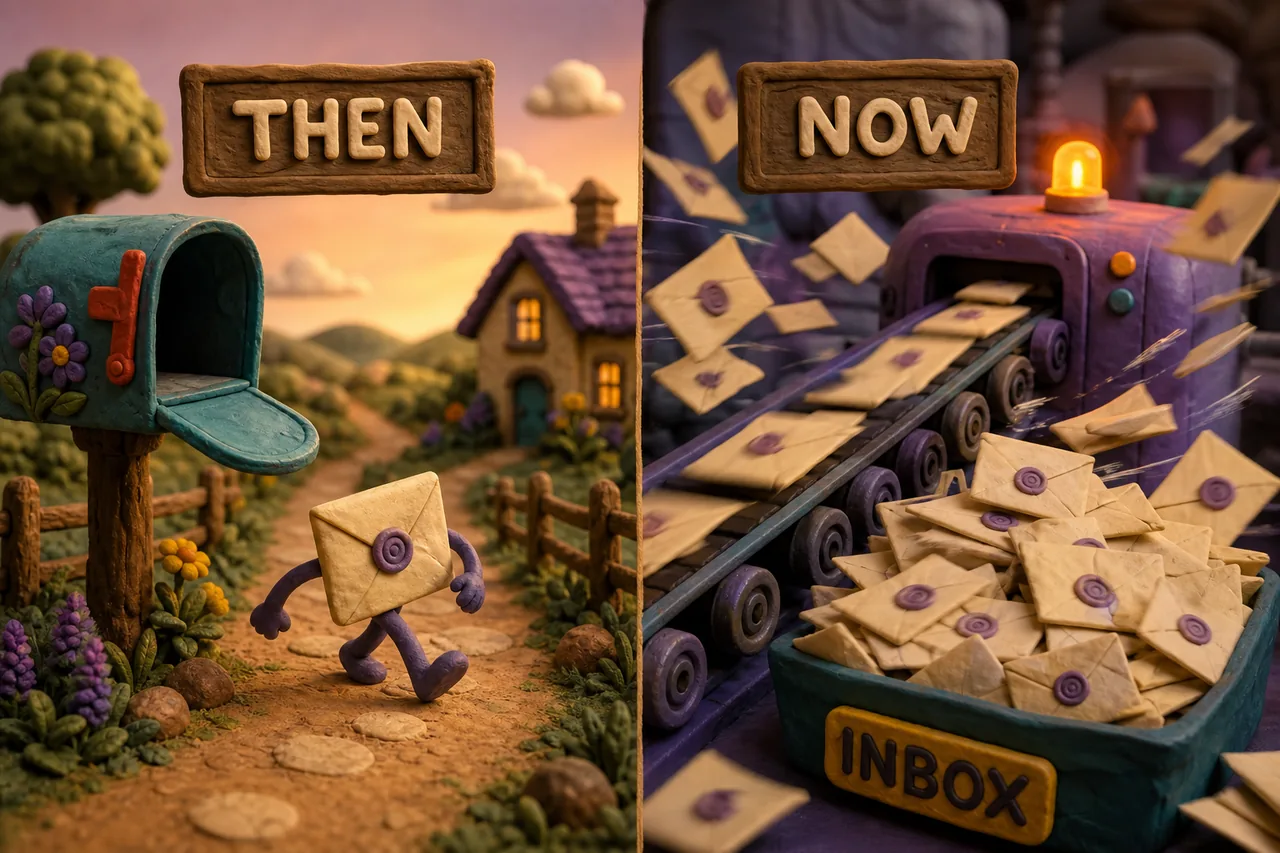 One leisurely letter then; a torrent of envelopes now.