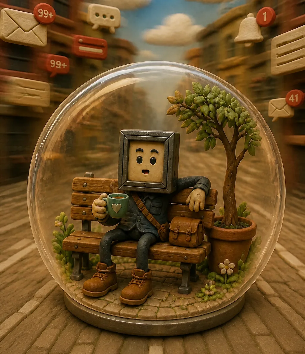 Inside the bubble: a bench, a tree, a cup of tea. Outside: the blur. Bolt forgot this setting existed.