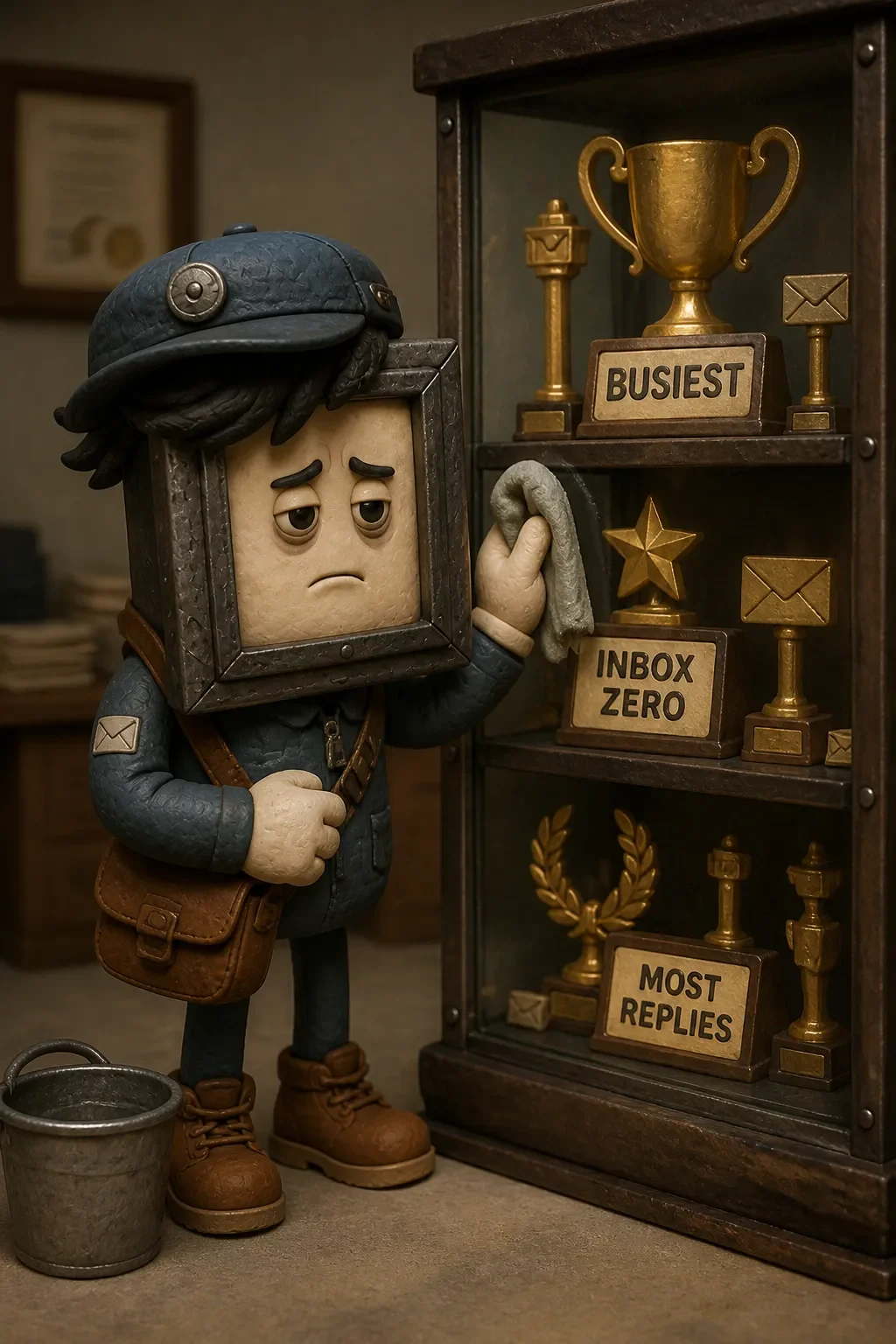 Bolt's trophy case: Busiest, Most Replies, Inbox Zero. He polishes it nightly. He is so tired.