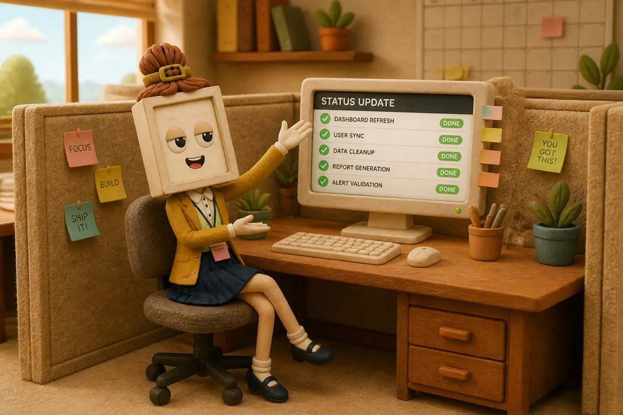 Wren proudly presenting her all-green status update
