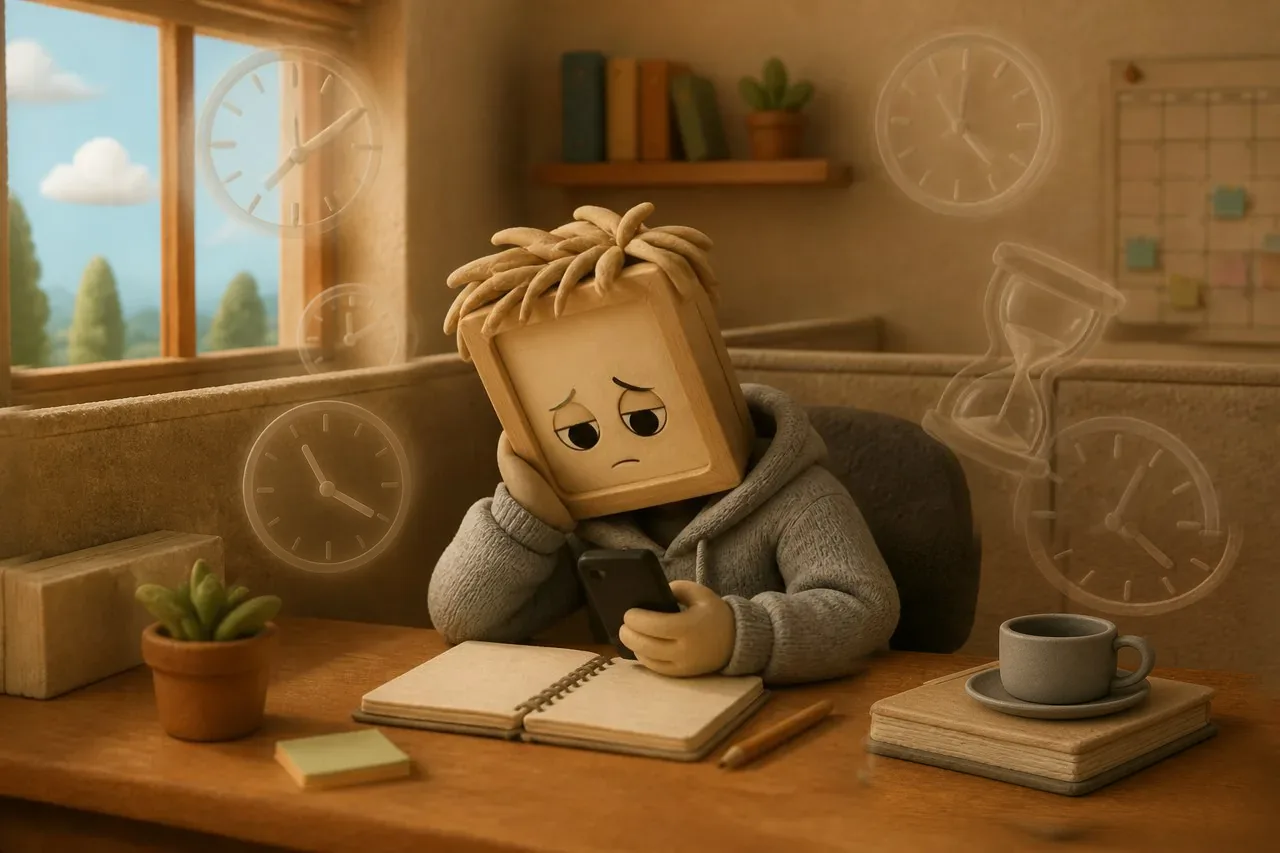 Kip slumped at his desk, an afternoon lost to dread, the real work untouched