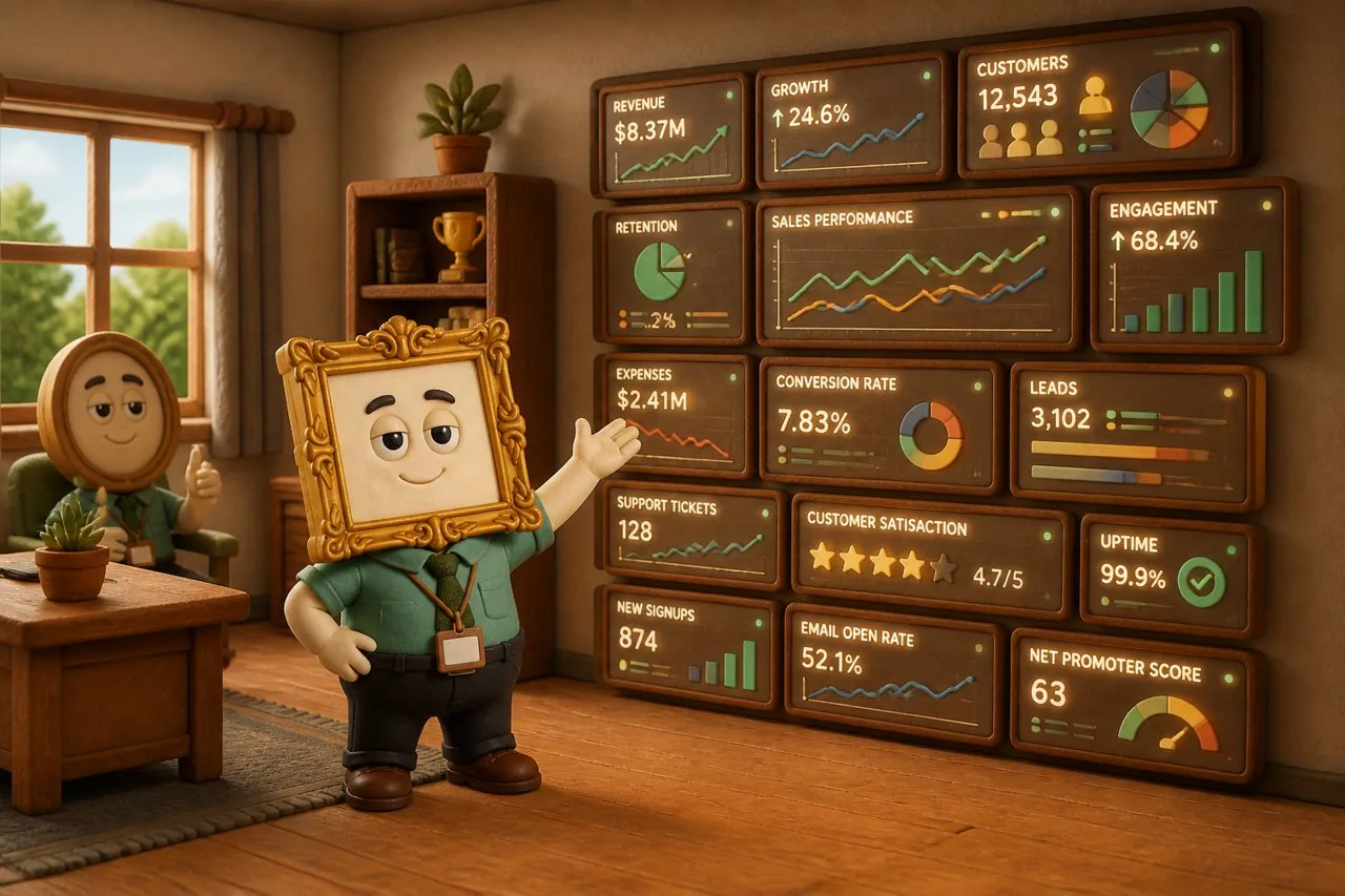 Dash proudly presenting a wall where every metric is tracked